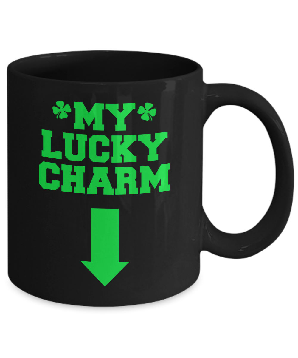 Saint Patrick's Day Personalized Gift Coffee mug, My Lucky Charm-Black Porcelain Coffee Mug 11 oz