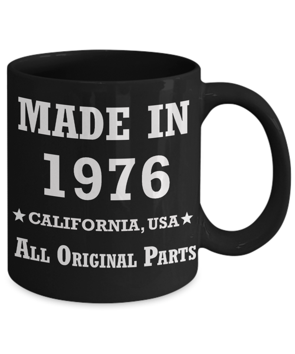 43rd birthday gifts for Men - Made in 1976 All Original Parts California - Best 43rd Birthday Gifts for family   Ceramic Cup Black, Funny Mugs Gift Ideas 11 Oz