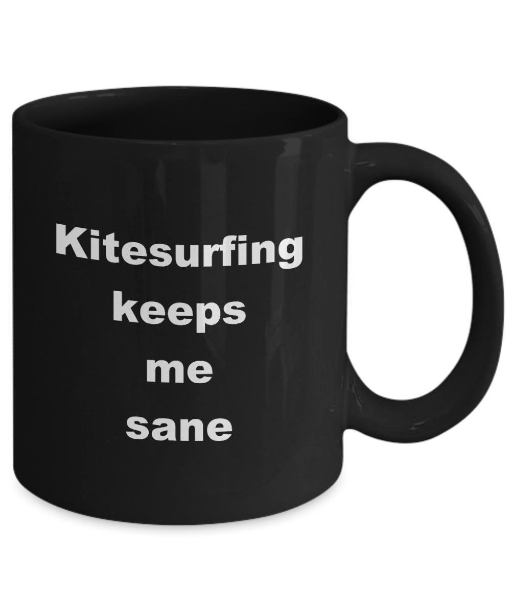 Funny Kayaking Mug,Kayaking keeps me sane-Black Coffee Mug 11 oz