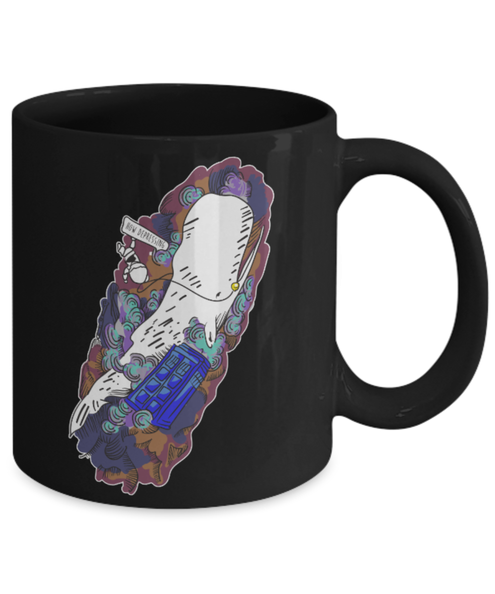 How Depressing - Black Coffee Mug Porcelain Tea Cup 11 oz - Great Gift