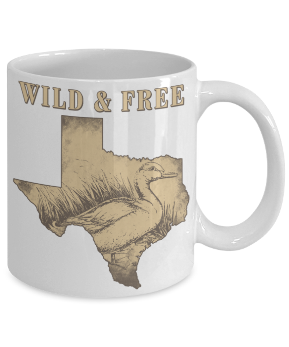 Wild & Free - Black Coffee Mug Porcelain Tea Cup 11 oz - Great Gift