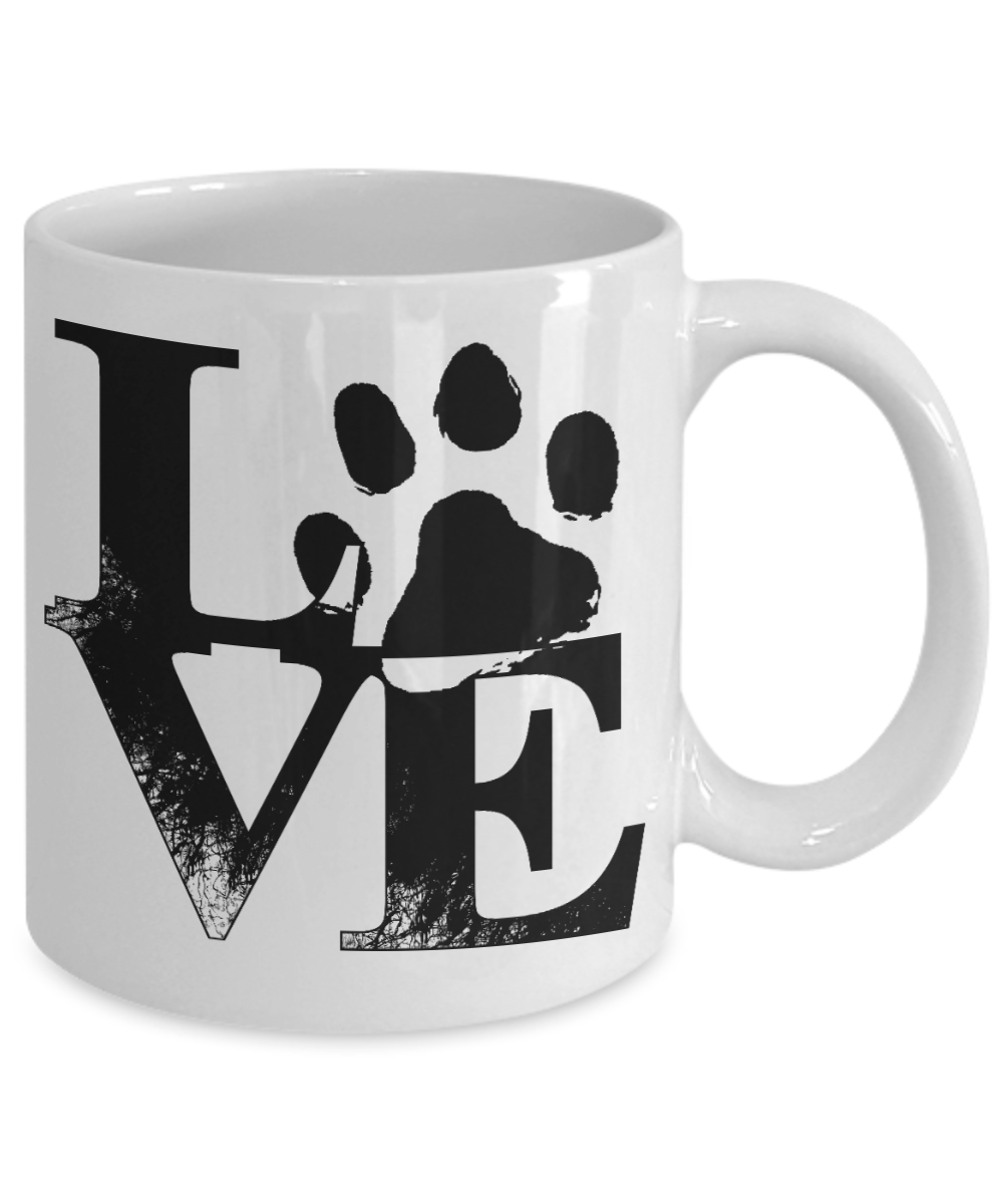 Personalized Dog Lover Gift Coffee mug, I Love My Dog ,Paw Design-White Porcelain Coffee Mug 11 oz