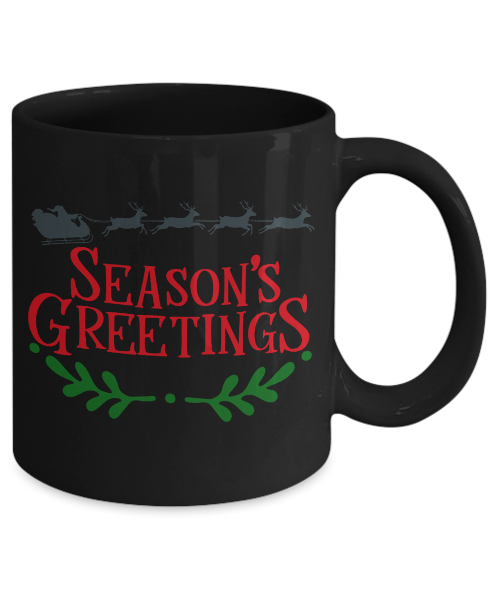 Knightmare before christmas mug - Season's Greetings - Funny Christmas Gifts Mugs, Christmas Gifts for family Ceramic Cup Black, Funny Mugs Gift Ideas 11 Oz