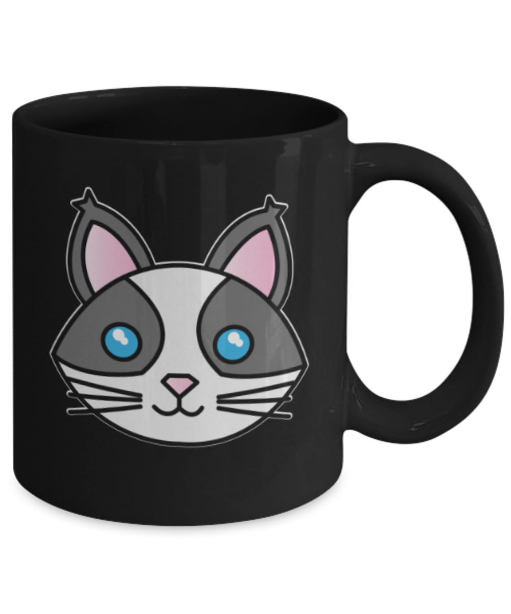Gift gor cat lovers , Cats - Black Coffee Mug Porcelain Tea Cup 11 oz - Great Gift