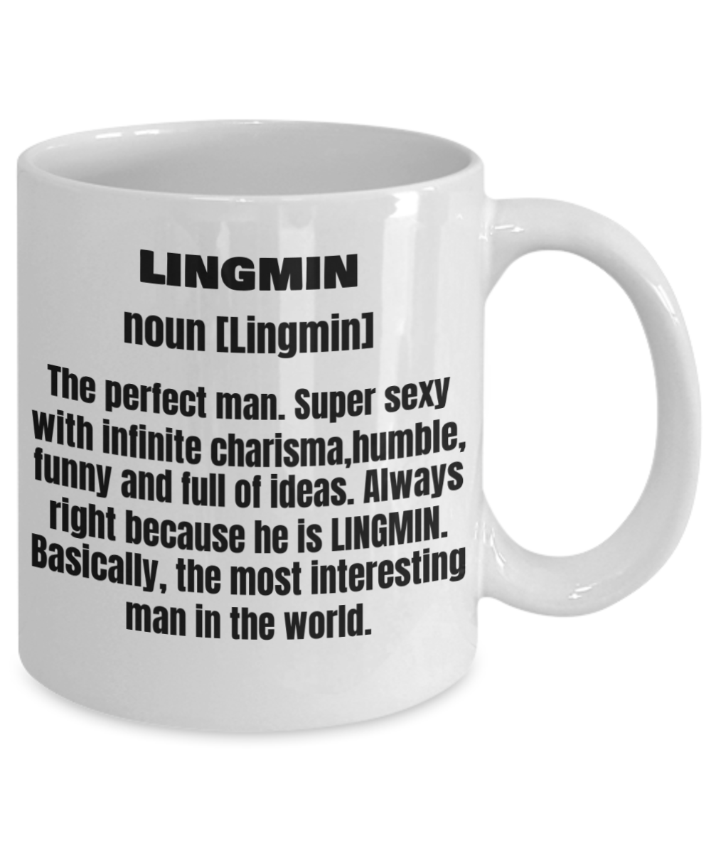 Lingmin First Name Adult Definition - Funny White Porcelain Coffee Mug Cute Ceramic Cup 11 oz