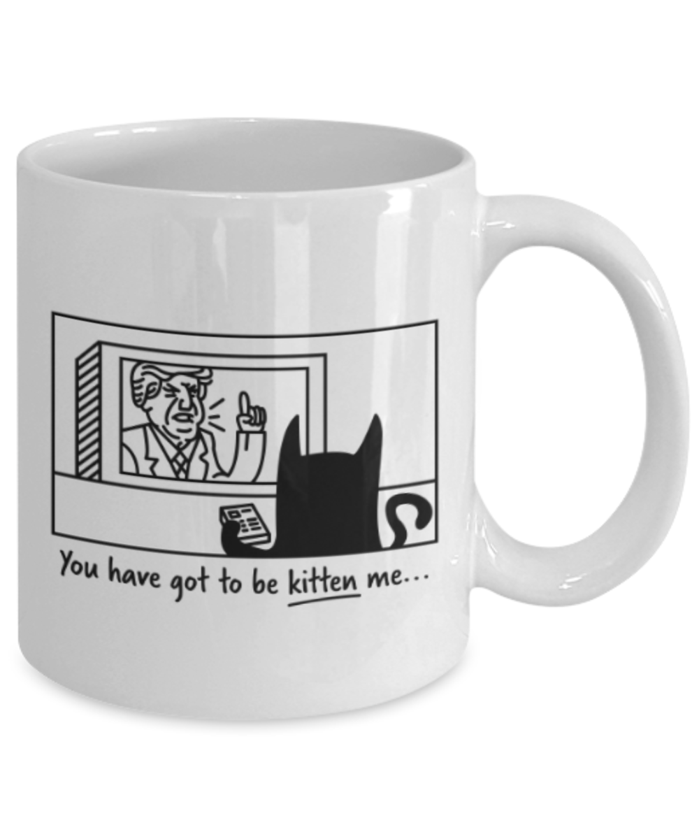 Gift gor dog lovers , You have got to be kitten me - White Coffee Mug Porcelain Tea Cup 11 oz - Great Gift
