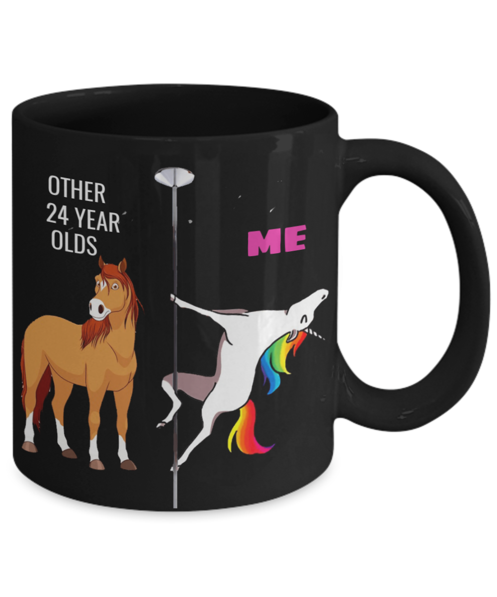 Unicorn Birthday gift 24th Birthday Gift for Women - Other 24 Year Olds Me Unicorn Coffee Mug - Black Porcelain Coffee 11 oz for Grandma, Mom,   Sister, Best Friend, Women, Her - Born In 1996