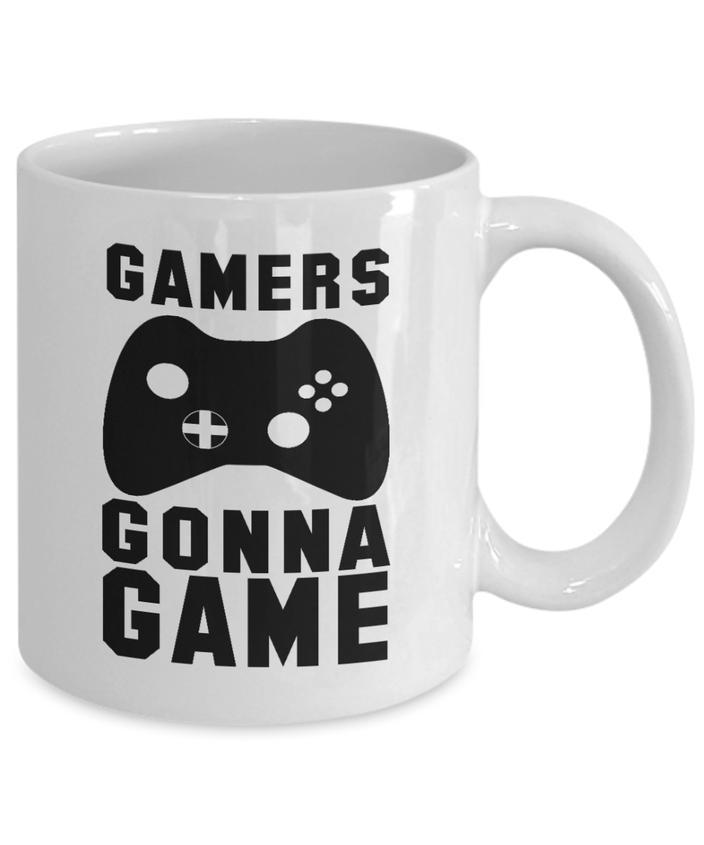 Gameboy Coffee Mug, Gamer's Gonna Game-White Porcelain Coffee Mug 11 oz for Gamer, son, Daughter, boyfriend, Girlfriend