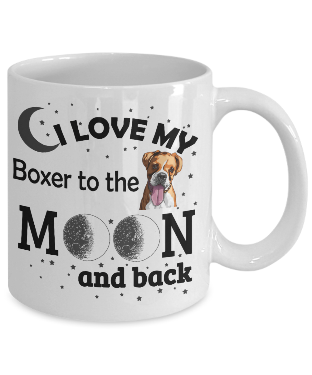 Personalized Dog Lover Gift Coffee mug,I Love My Boxer To The Moon And Back-White Porcelain Coffee Mug 11 oz