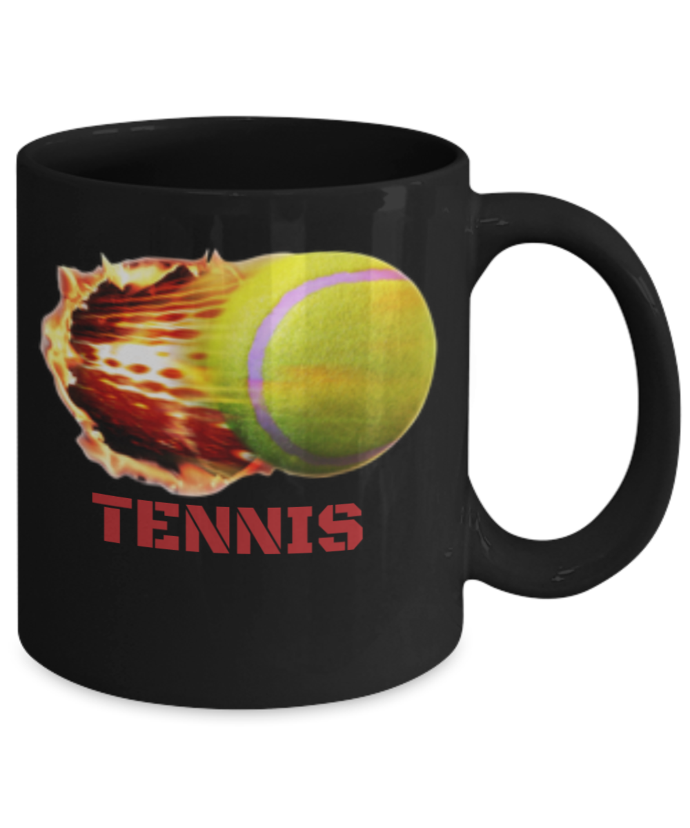 Tennis Player Humor mugs, Tennis Vibes - Black Porcelain Coffee 11 oz