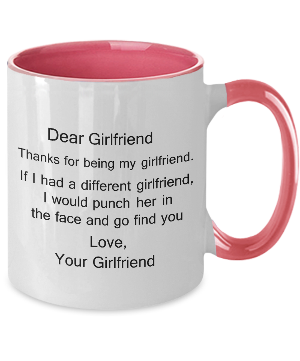 Dear Girlfriend Thank You for Being My Girlfriend - Girlfriend Coffee Mug, Tea Cup 11 OZ Two Tone Mugs