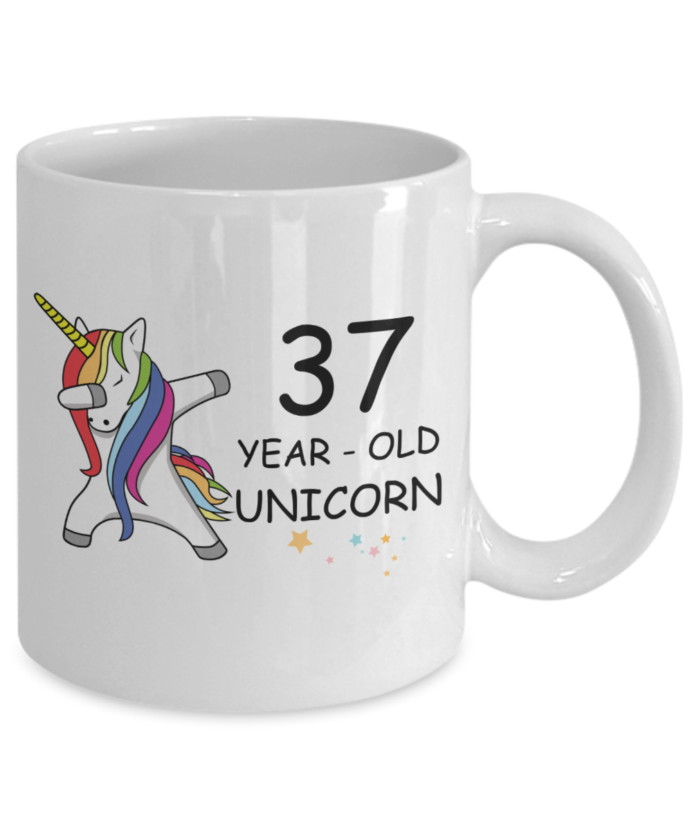 37th Birthday Gift for Women - 37 Year Old Unicorn Dabbing Mug - Funny White Porcelain Coffee 11 oz for Grandma, Mom, Sister, Best Friend, Women, Her - Legends are Born In 1983