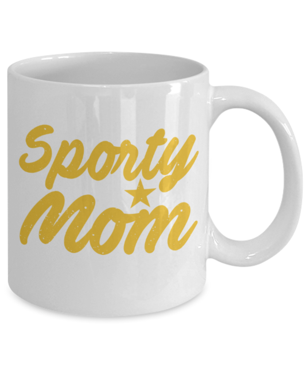 Sports lovers mugs, Sporty Mom - Funny White Porcelain Coffee 11 oz