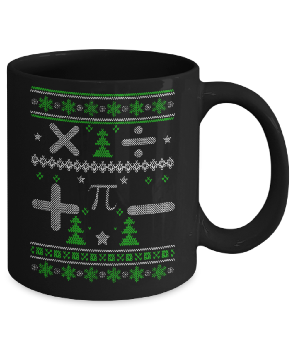 Math Lovers mugs, Christmas Mathematics - Black Coffee Mug Porcelain Tea Cup 11 oz - Great Gift