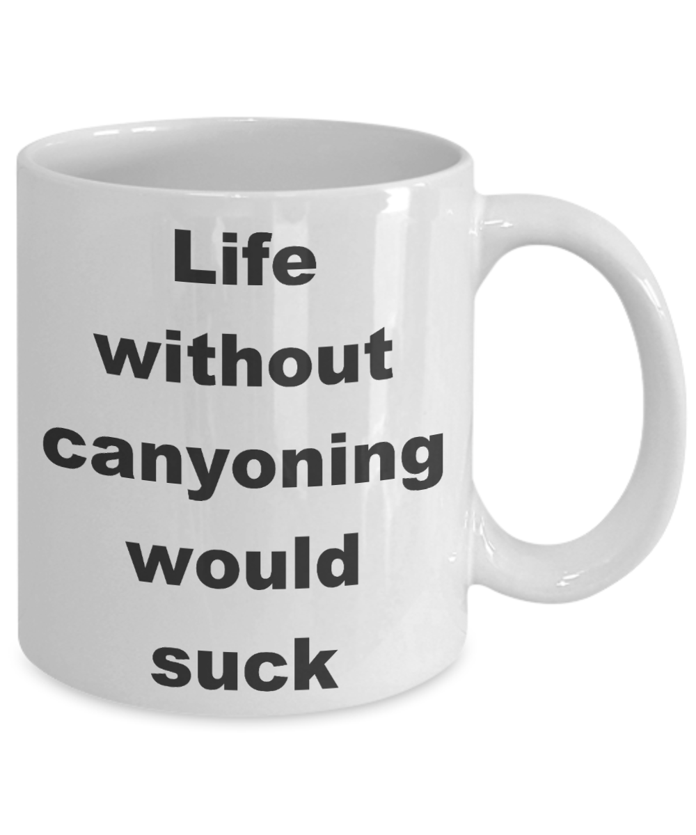 Canyoneering Gift Coffee mugs, Life without canyoning would suck-White Coffee Mug 11 oz