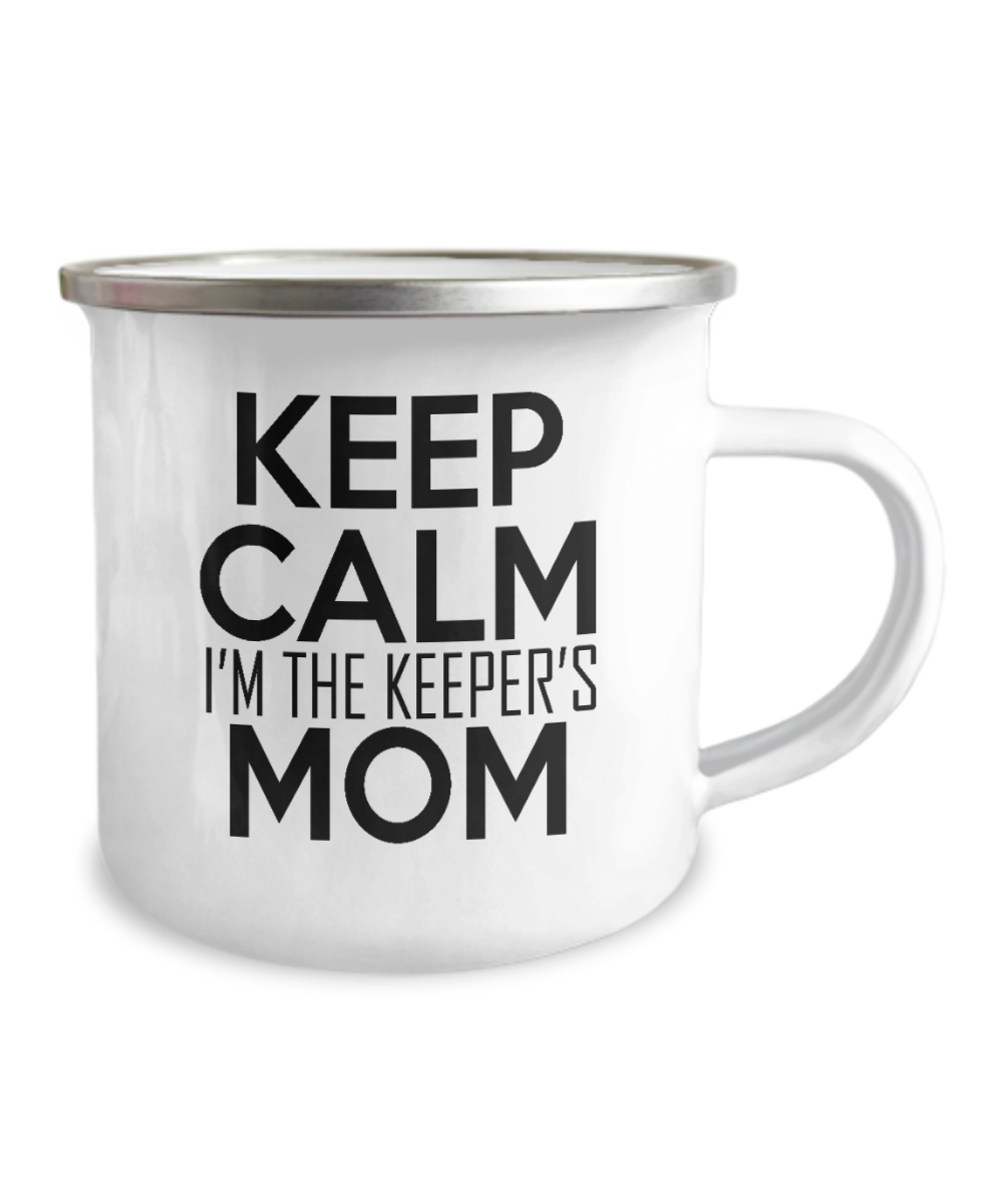 Keep Calm I'm The Keepers Mom- 12 Oz Stainless Steel Enamel Finish White Camper Coffee Mug