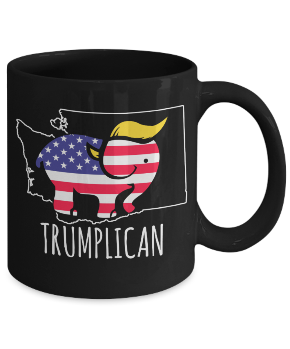 Trumplican - Black Coffee Mug Porcelain Tea Cup 11 oz - Great Gift