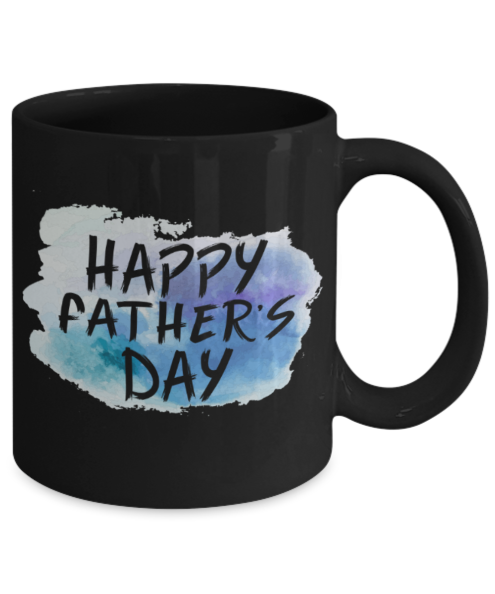 Father son gifts to do together - Happy Father's Day - Black Porcelain Coffee Mug Cute Ceramic Cup 11 oz