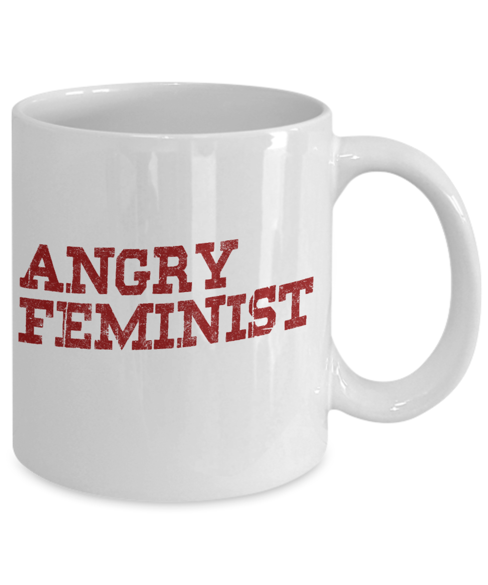 Badass Feminist Coffee Mug, Angry Feminist -White Porcelain Coffee Mug 11 oz For Daughter,Teen,Women