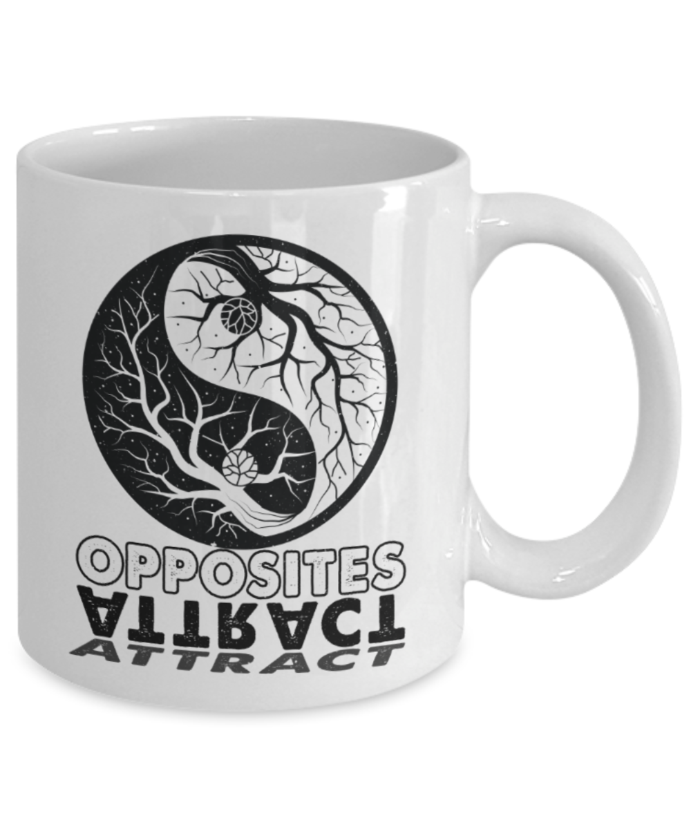 Opposites attract - Funny White Porcelain Coffee 11 oz