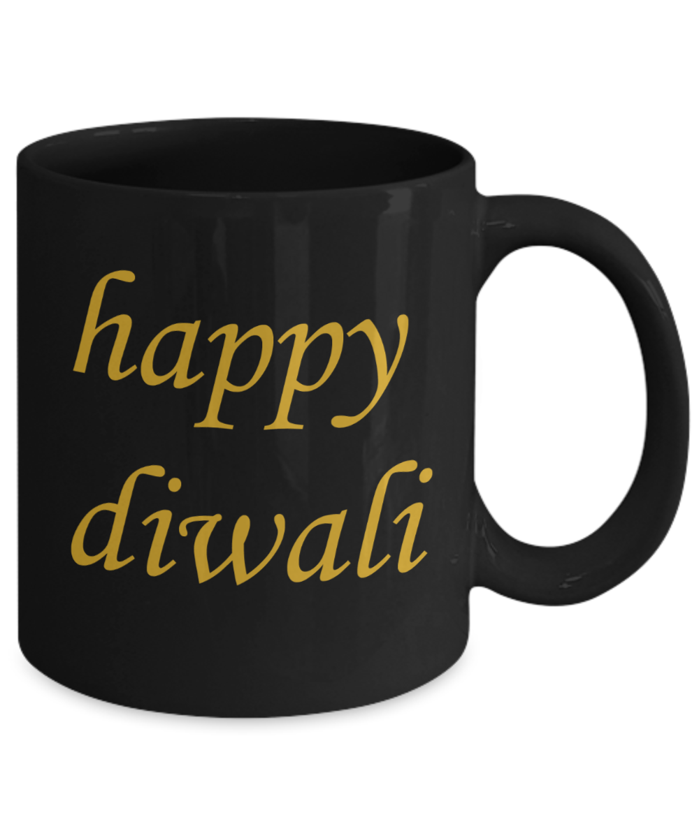 Diwali gifts for employees - Happy Diwali - Black Coffee Mug Tea Cup 11 oz Gift