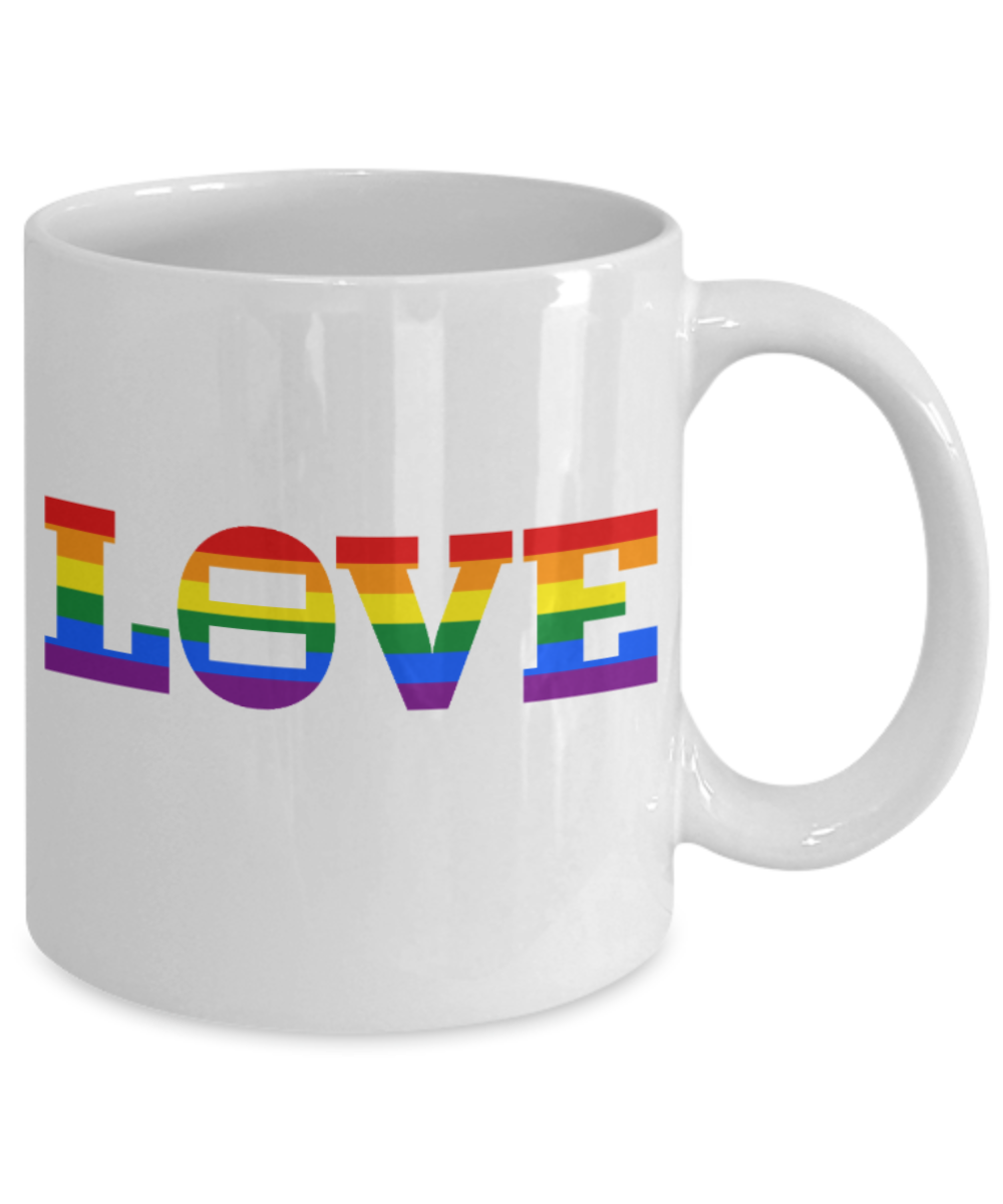 Love - White Coffee Mug Porcelain Tea Cup 11 oz - Great Gift