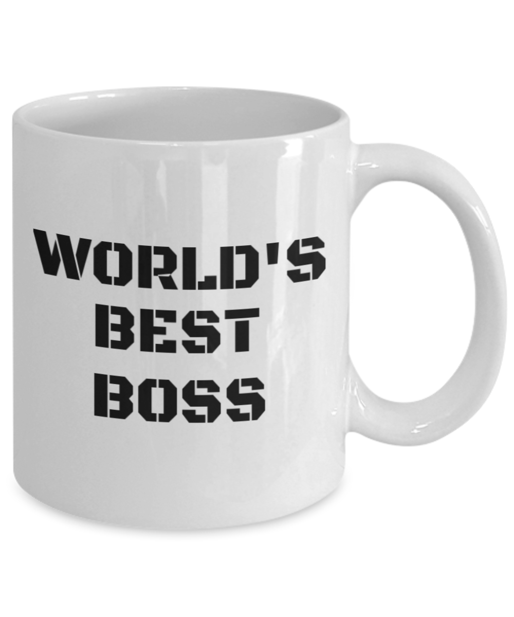 Boss Coffee Mug, Office Coffee Mug , Worlds Best Boss - White Porcelain Coffee Mug 11 Oz Funny Quotes Coffee Mug
