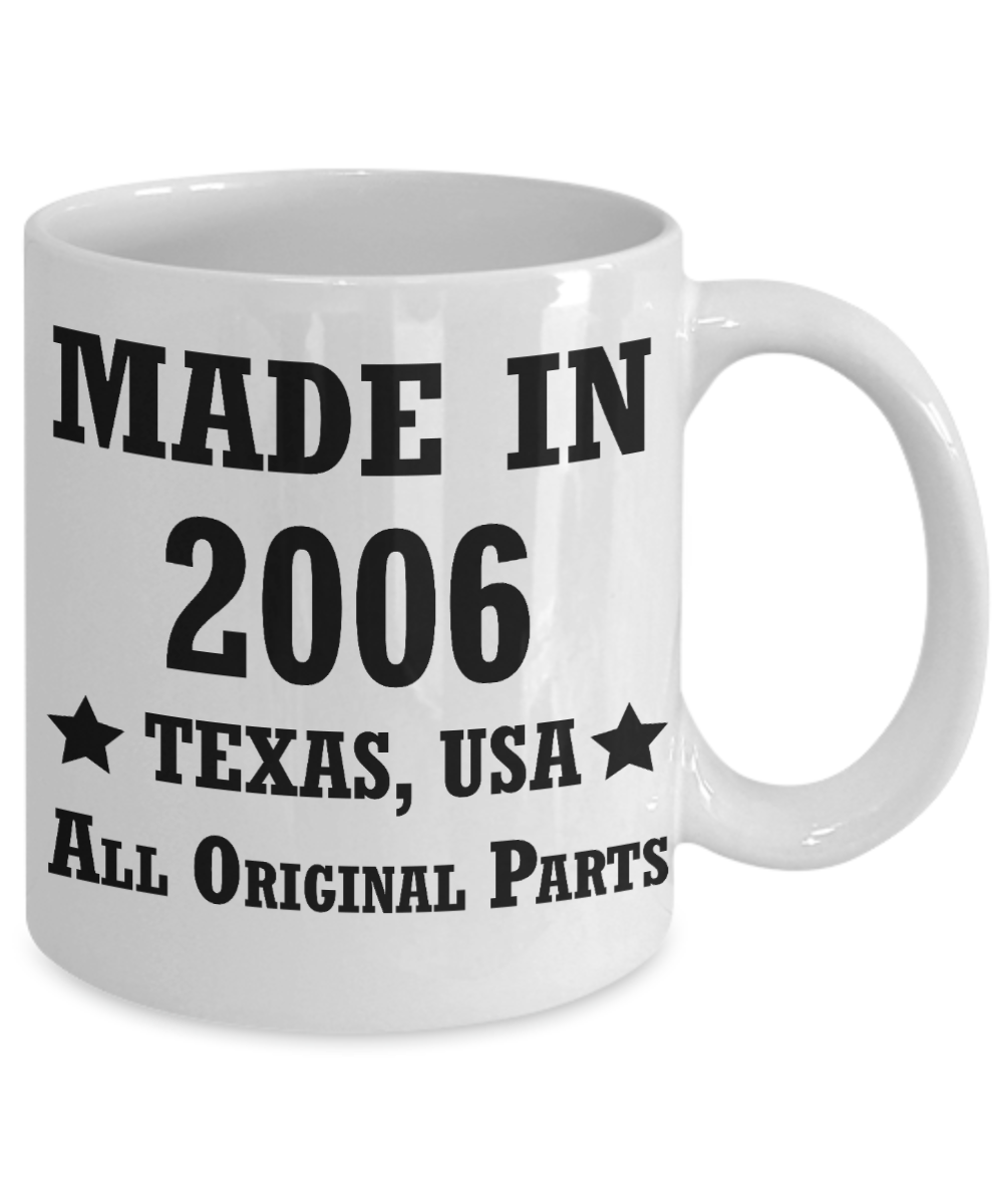 12th birthday gifts for men/women, Texas 2006 Birthday Gift Mugs - Made in 2006 All Original Parts Texas - Best 12th Birthday Gifts for family Ceramic Cup White, Funny Mugs Gift Ideas 11 Oz