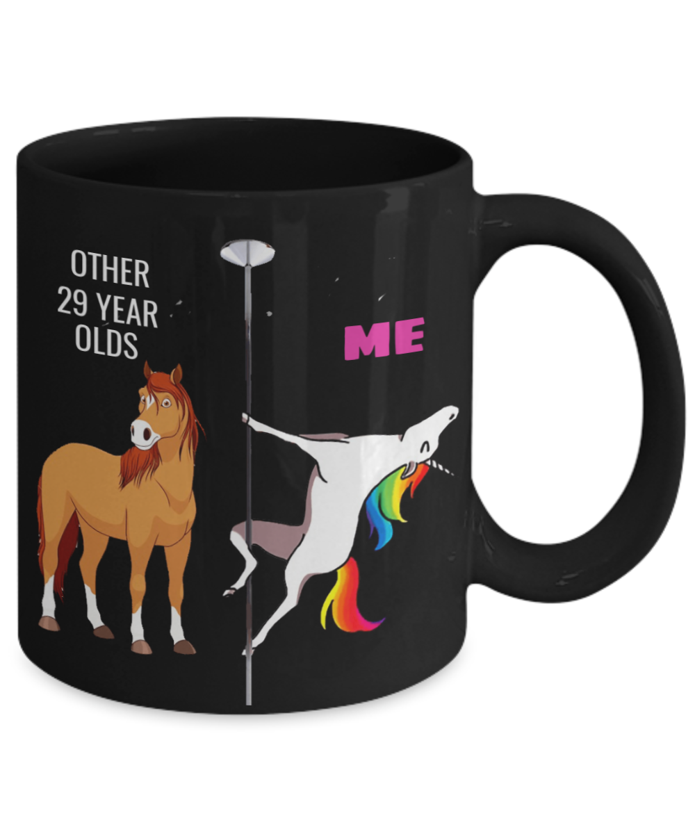 Unicorn Birthday gift 29th Birthday Gift for Women - Other 29 Year Olds Me Unicorn Coffee Mug - Black Porcelain Coffee 11 oz for Grandma, Mom, Sister, Best Friend, Women, Her - Born In 1991