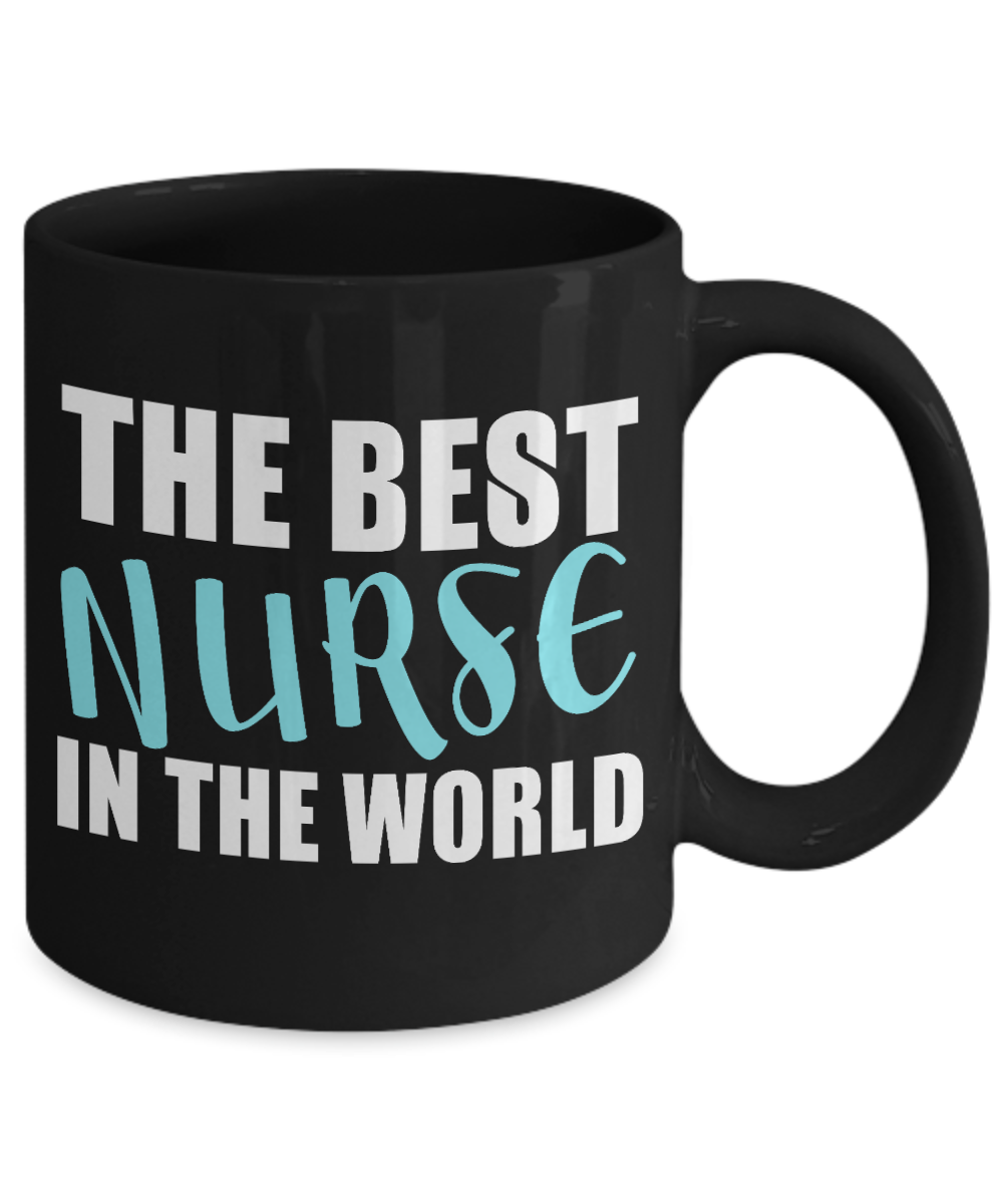Nurse Appreciation Coffee Mug,The Best nurse in the World-Black Porcelain Coffee Mug 11 oz for Nurse,Nursing, Medical, Student,dad,mom