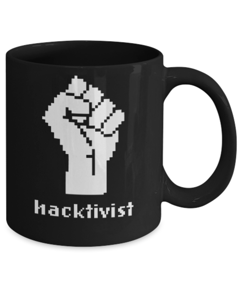 America USA Politics Lovers Mugs, Hactivist - Black Coffee Mug Porcelain Tea Cup 11 oz - Great Gift