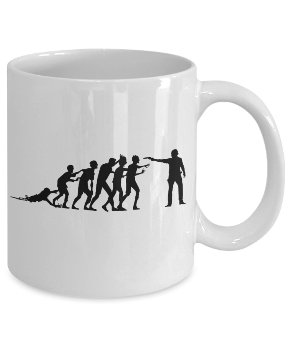 Plants vs zombies gift box mugs , Evolution - White Coffee Mug Porcelain Tea Cup 11 oz - Great Gift