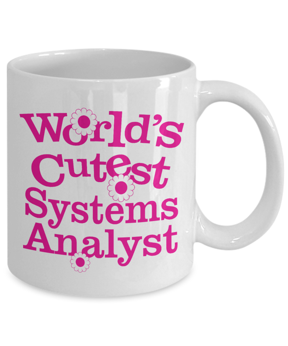 Computer Geek Gift Coffee mug, World's Cutest Systems Analyst-White Porcelain Coffee Mug 11 oz for Software, Web, Developer, Programmer, Computer Engineer, System Engineer