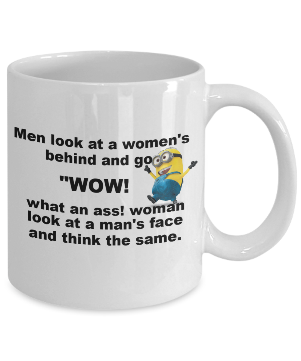 Men & Women look at each other and say ' what an Ass ' - White Porcelain Coffee 11 oz