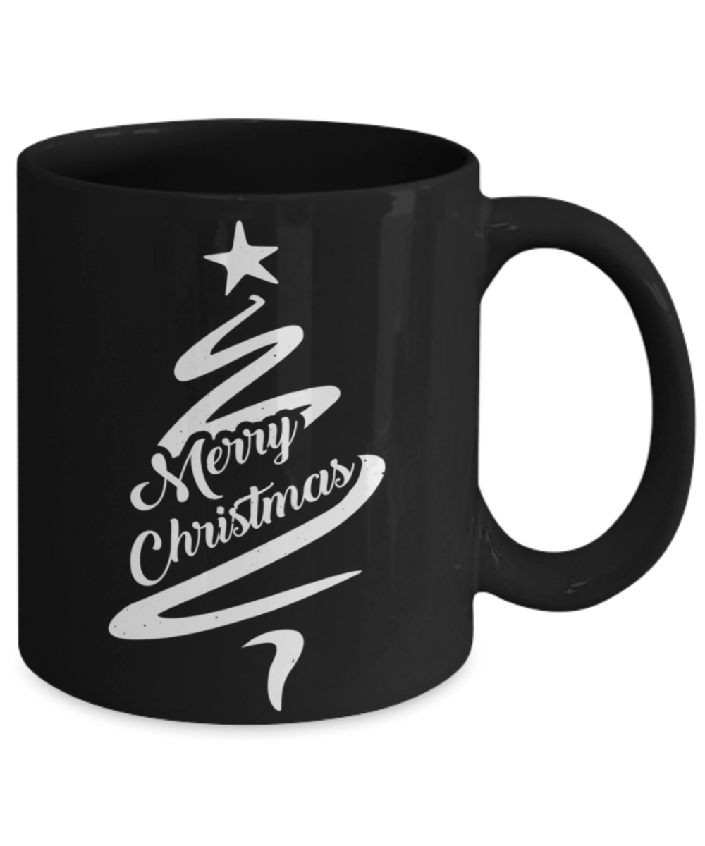 Christmas gift ideas, Merry Christmas - Funny Black Porcelain Coffee Mug Cute Ceramic Cup 11 oz