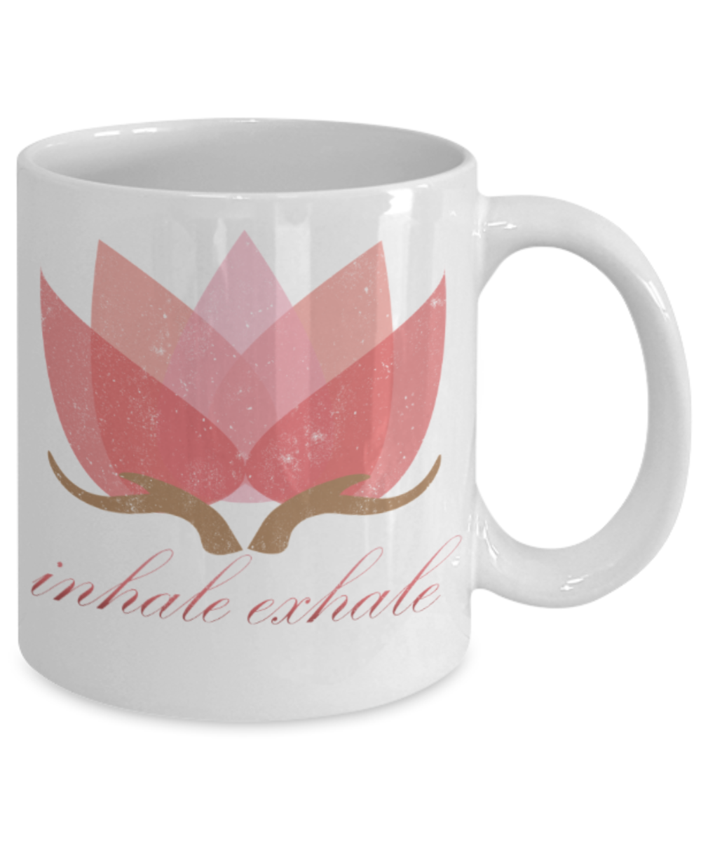 Inhale exhale - Funny White Porcelain Coffee 11 oz