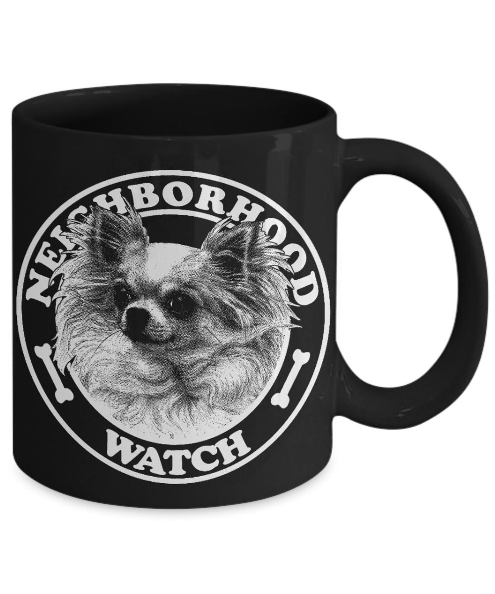 Personalized Dog Lover Gift Coffee mug, Neighborhood Watch Dog-Black Porcelain Coffee Mug 11 oz