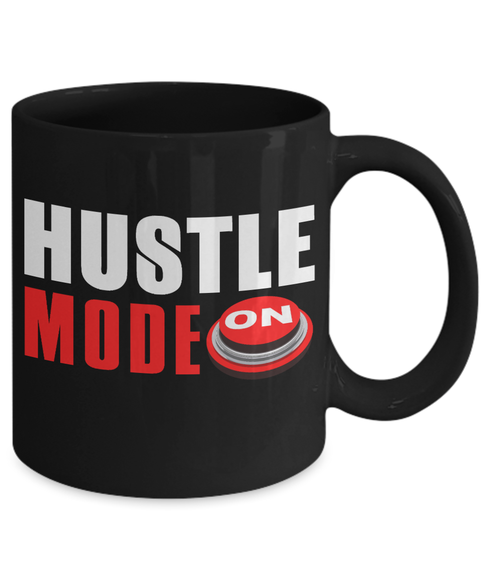 World's Best Boss Coffee Mug, Hustle Mode On-Black Porcelain Coffee Mug 11 oz For Businessman,Entrepreneur, Boss, CEO