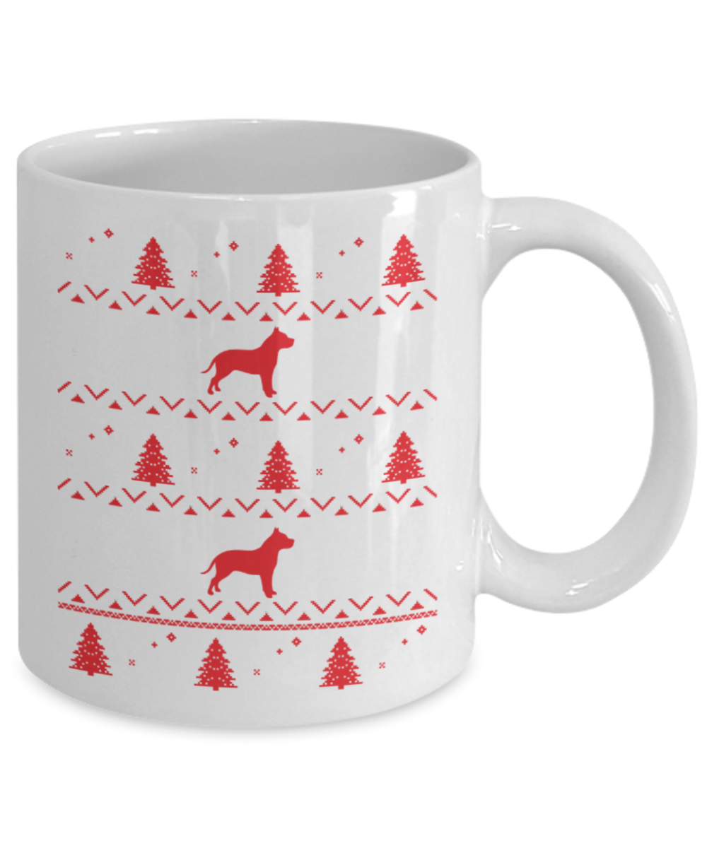 Gift gor dog lovers , Pug Xmas - White Coffee Mug Porcelain Tea Cup 11 oz - Great Gift