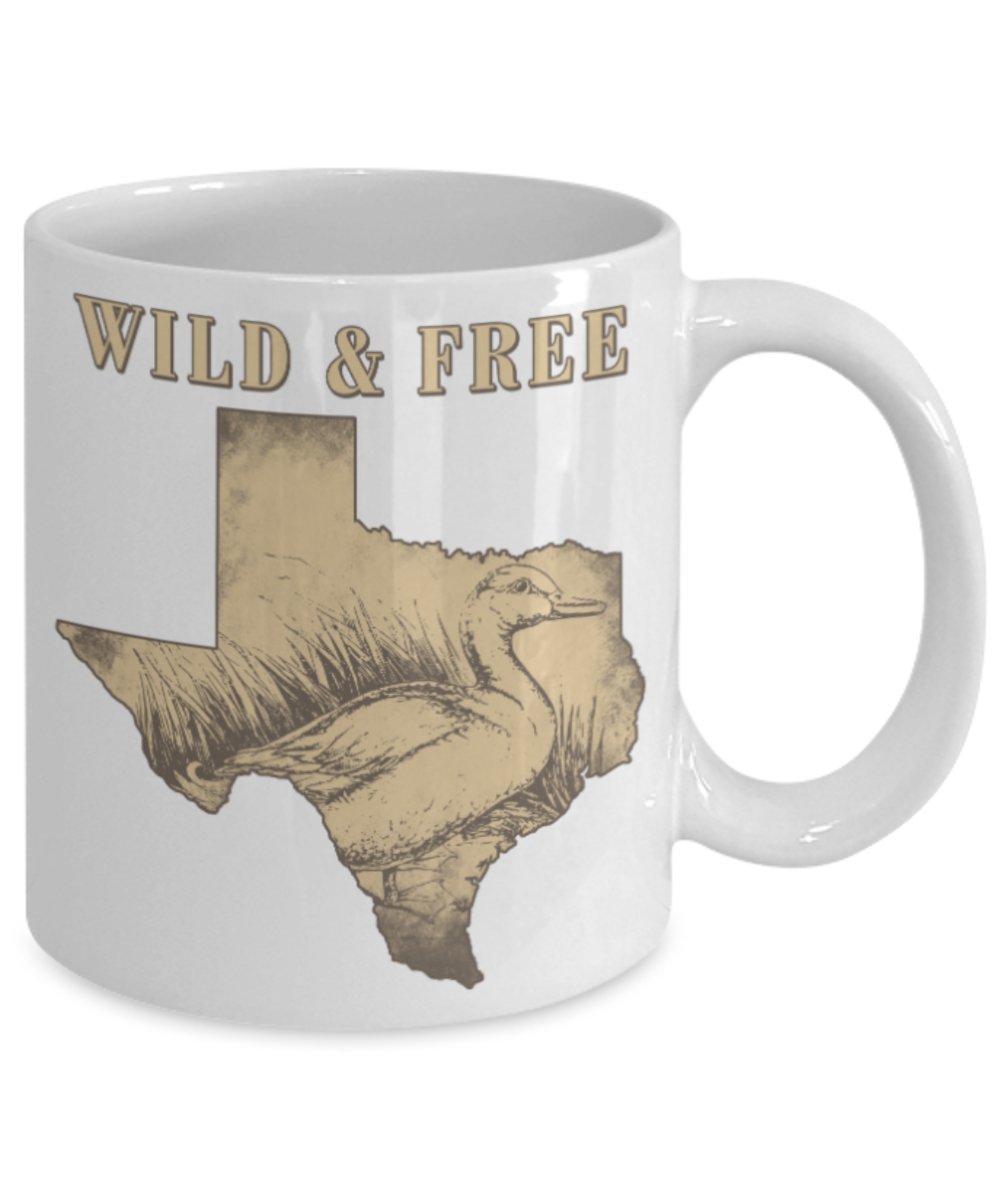 Wild & Free - White Coffee Mug Porcelain Tea Cup 11 oz - Great Gift