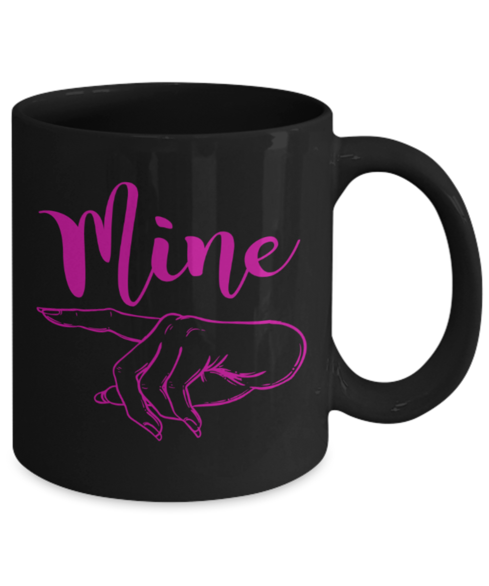 Aneversery gift - Mine - Funny Black Porcelain Coffee Mug Cute Ceramic Cup 11 oz
