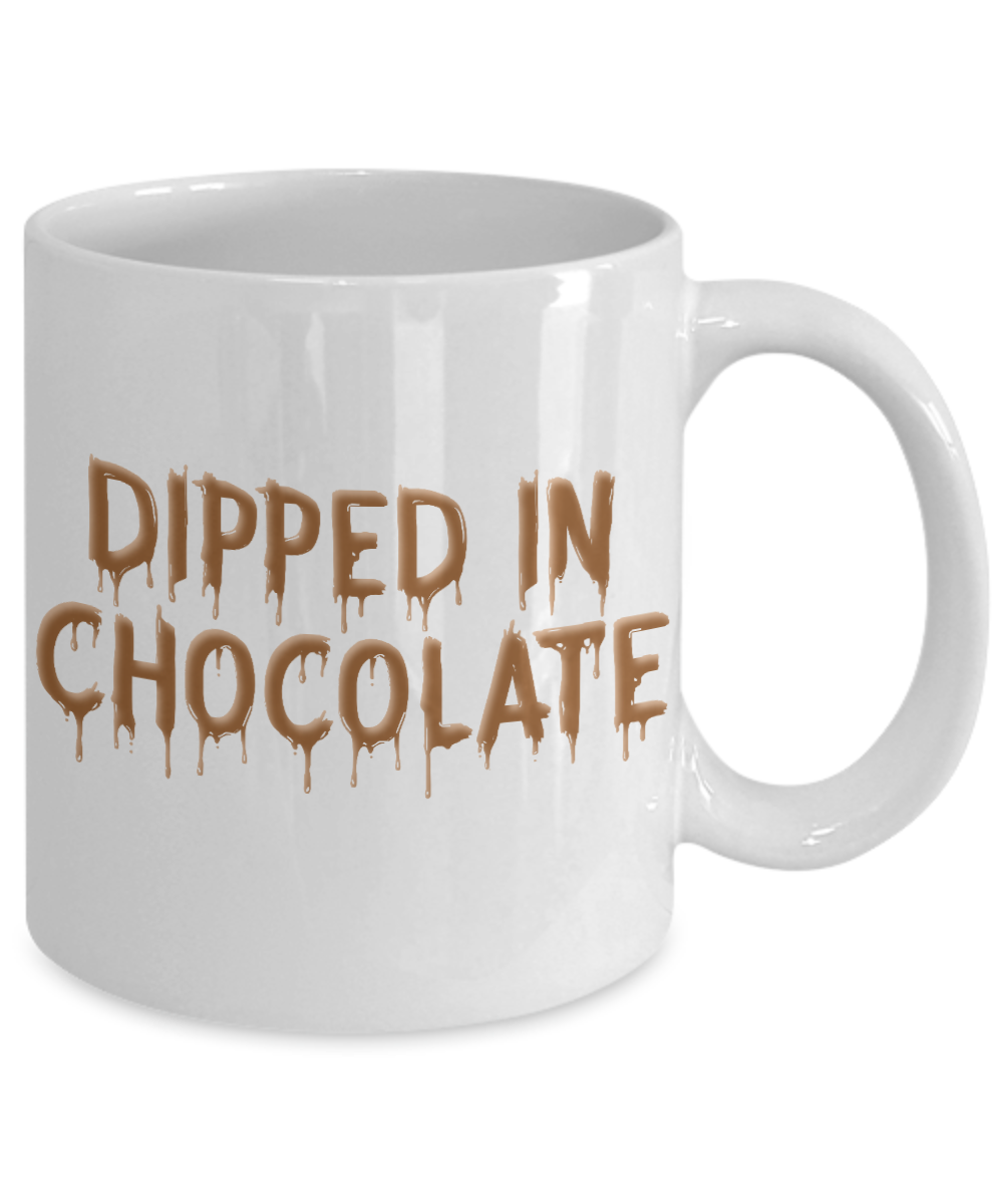 Chocolate Lover Coffee Mug, Dipped In Chocolate-White Porcelain Coffee Mug 11 oz For Chocolate Lover, Kids,Teens,Women,men