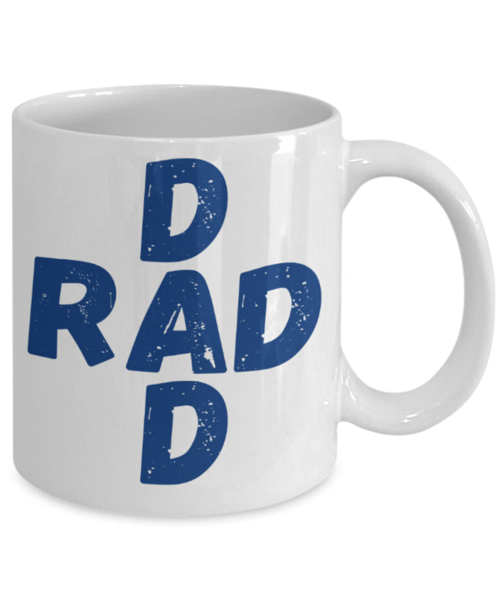 Father son gifts to do together - Dad Rad - White Porcelain Coffee Mug Cute Ceramic Cup 11 oz
