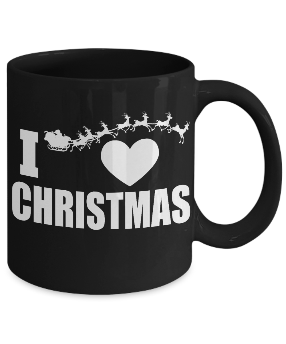 Precious Moments Christmas Custom Gift Coffee mug, I Love Christmas-Black Porcelain Coffee Mug 11 oz