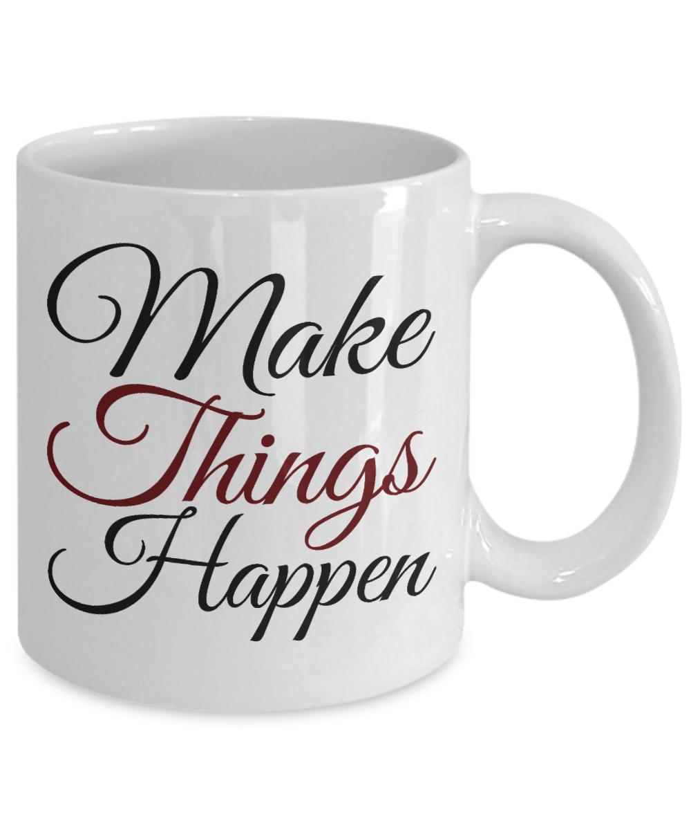 World's Best Boss Coffee Mug, Make Things Happen-White Porcelain Coffee Mug 11 oz For Businessman,Entrepreneur, Boss, CEO