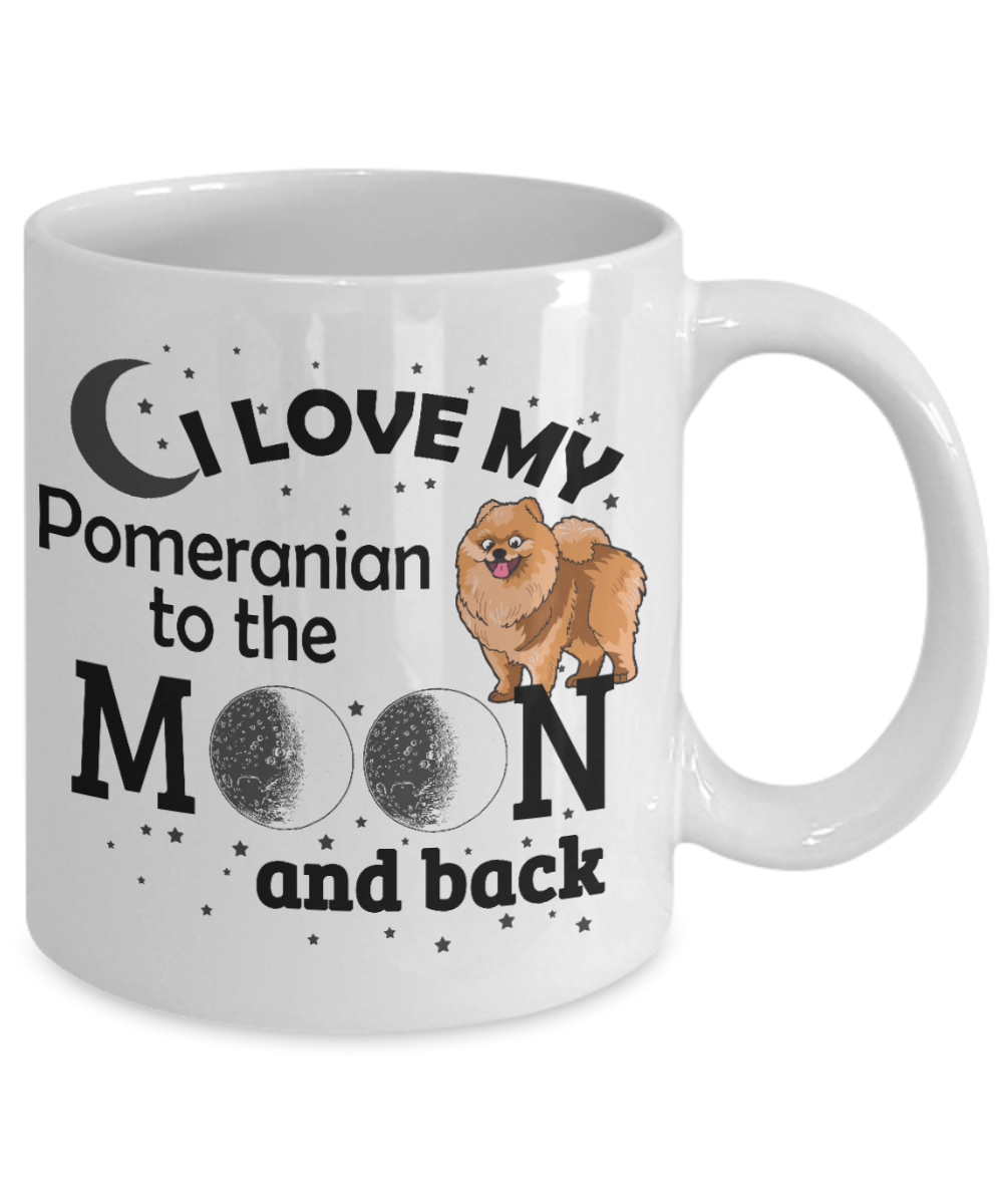 Best Dog Dad Custom Coffee Mug,I Love My Pomeranian To The Moon And Back-White Porcelain Coffee Mug 11 oz