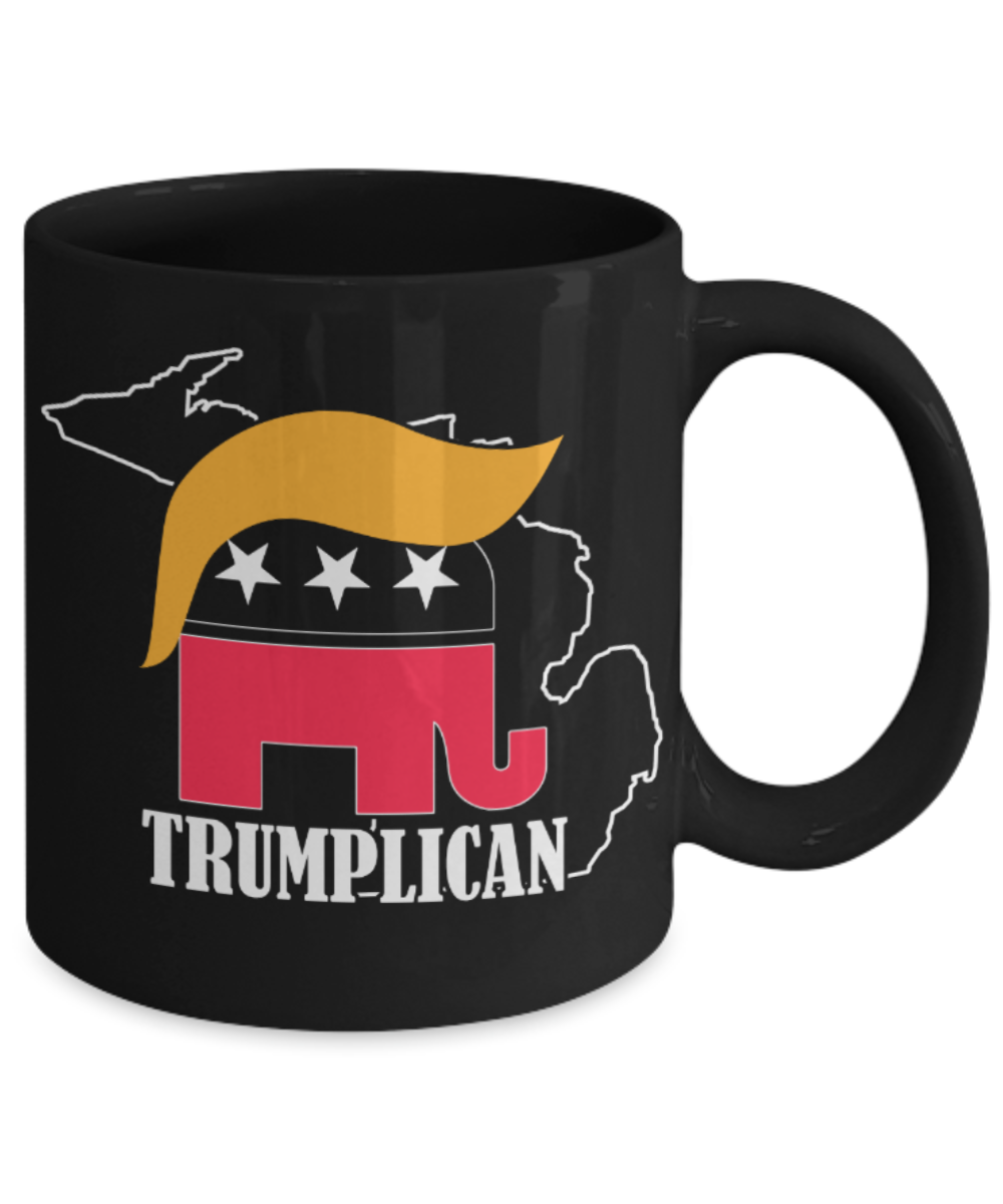 Trumplican - Black Coffee Mug Porcelain Tea Cup 11 oz - Great Gift