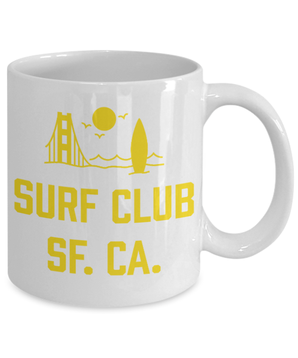 Fashion/Trends Lovers mugs , Surf Club SF CA - White Coffee Mug Porcelain Tea Cup 11 oz - Great Gift
