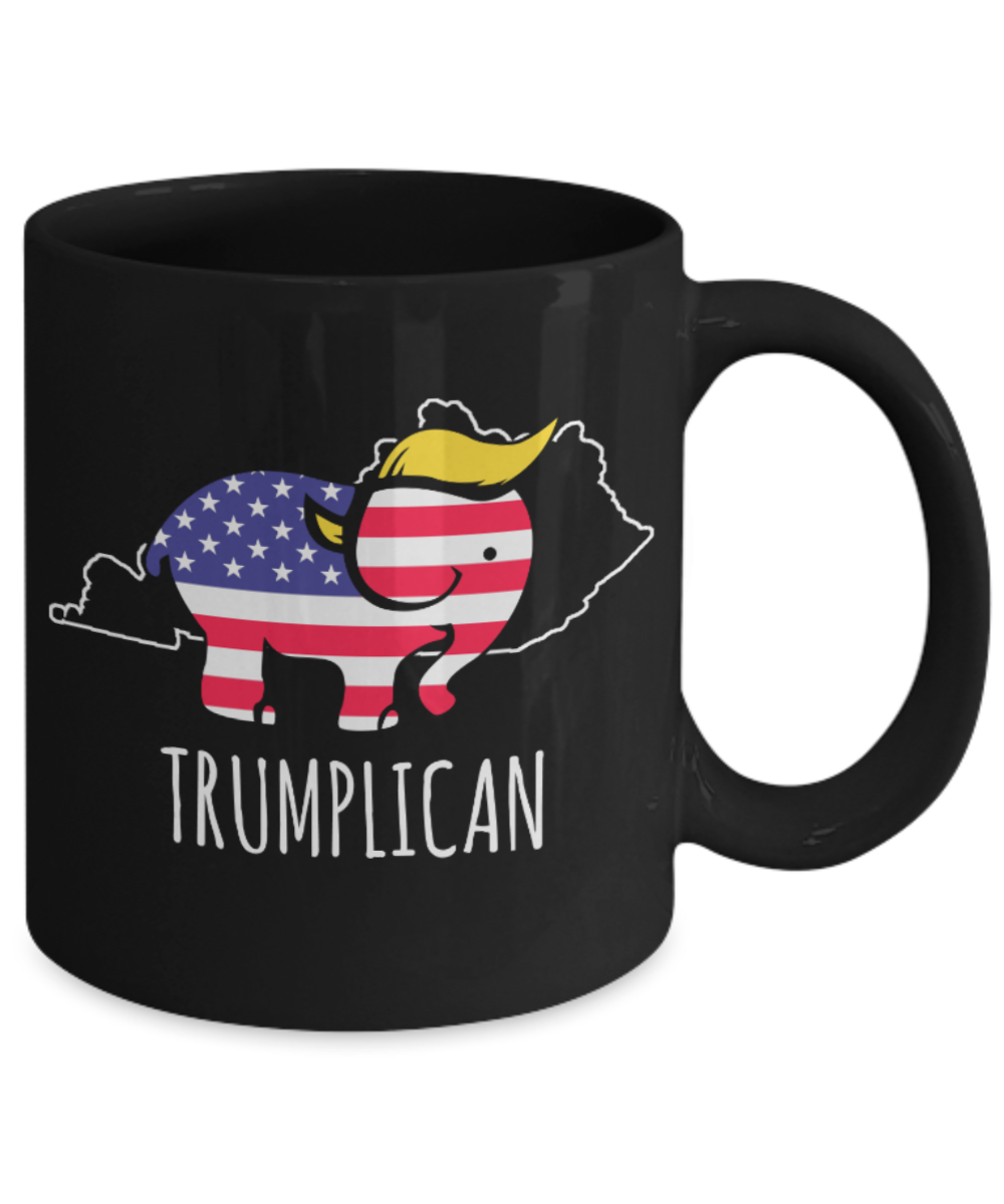 Trumplican - Black Coffee Mug Porcelain Tea Cup 11 oz - Great Gift