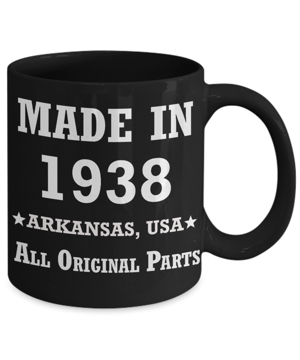 81th birthday gifts for men - Made in 1937 All Original Parts Arkansas - Best 81st Birthday Gifts for family Ceramic Cup Black, Funny Mugs Gift Ideas 11 Oz